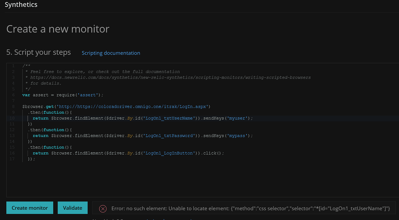 New Relic Synthetics Scripted Browser Verify The Login Data Queries 