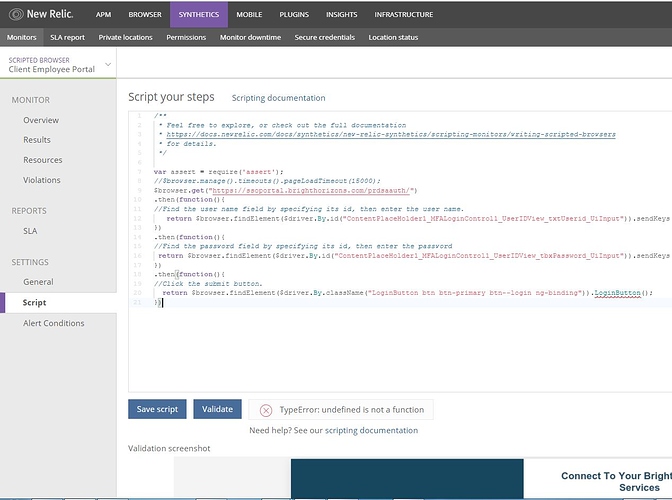 Scripted Synthetics With Login Credentials Synthetic New Relic 