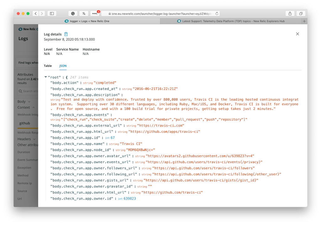 Log Management Can I See The Original non flattened JSON Log 